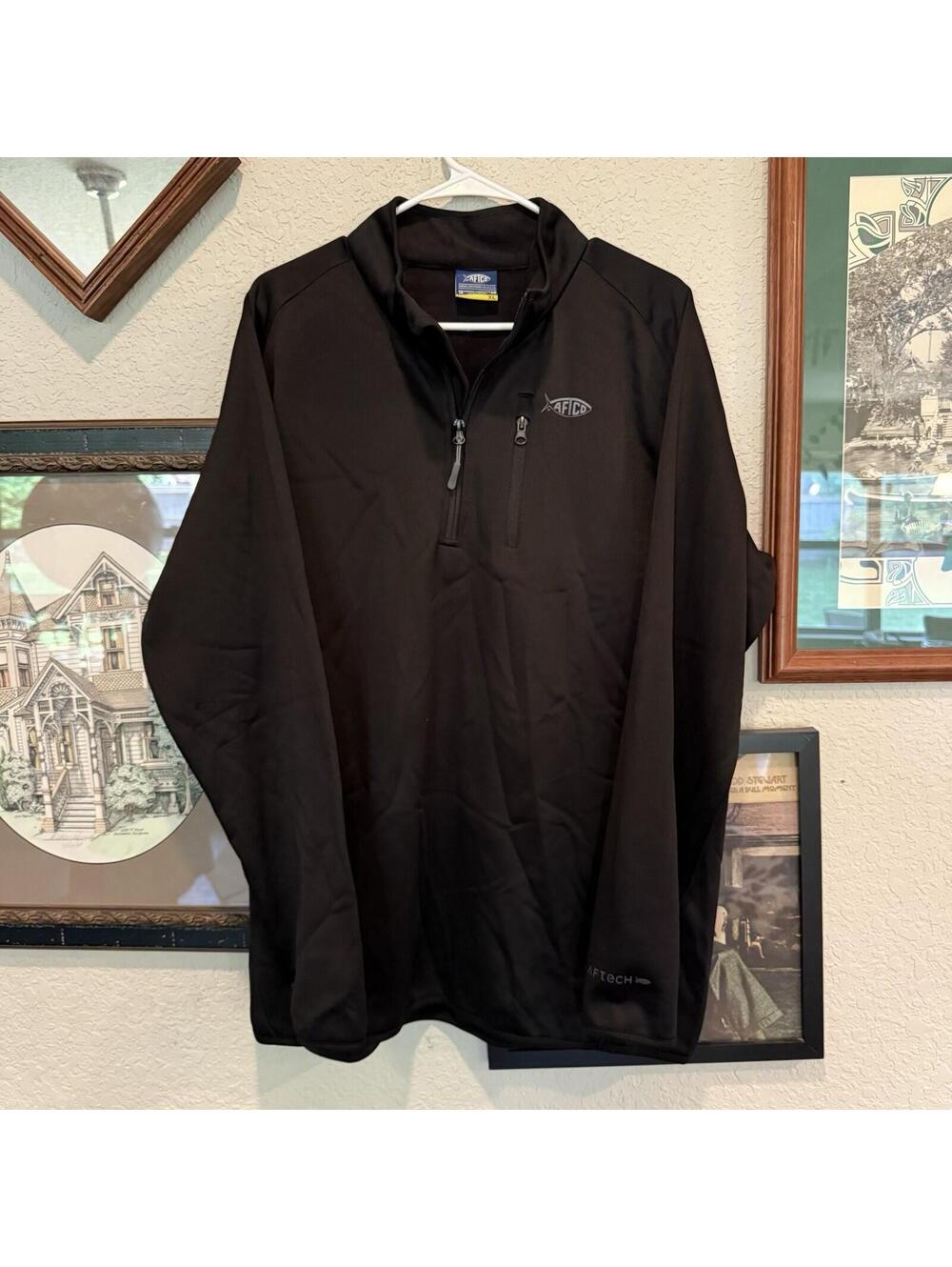 Aftco Black Soft Shell Full Zip Aftech Mens Fishing Designer Jacket Size XL